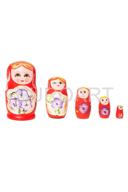 Matrioska 5/set lemn rosie