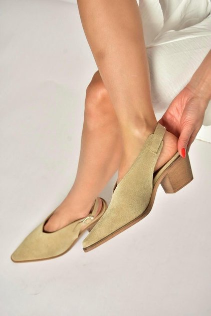 Y654300202 Beige Genuine Leather Suede Low Heel Western Shoes
