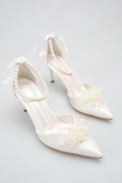 La Perla Pearl Pointed Toe Stiletto Heel Wedding Bridal Shoes - 9 cm