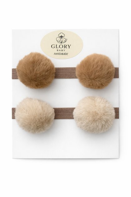 Girl's Baby Pompom Bandana Set of 2