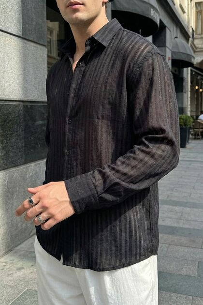 Portela Men's 100% Cotton Premium Oversize Men's Black Shirt