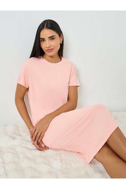Pink Short Sleeve T-Shirt Dress