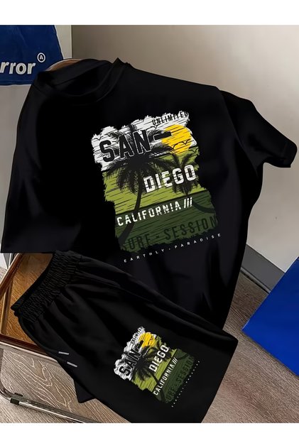 Sandego printed oversize t-shirt shorts set