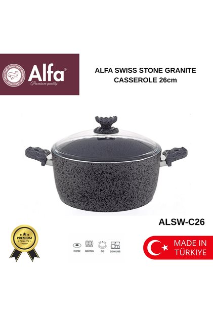 Granite Casserole Pot Swiss Stone 26cm | Non-Stick | Induction Compatible | Healthy Cooking