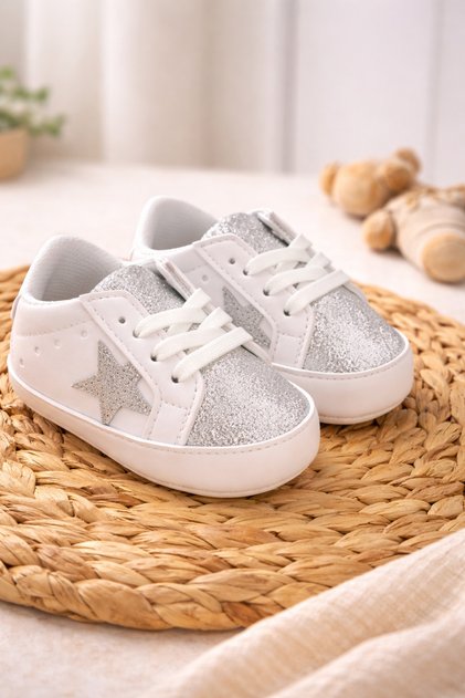 Baby Girl Star Detailed Glittery Luxury Sports Shoes