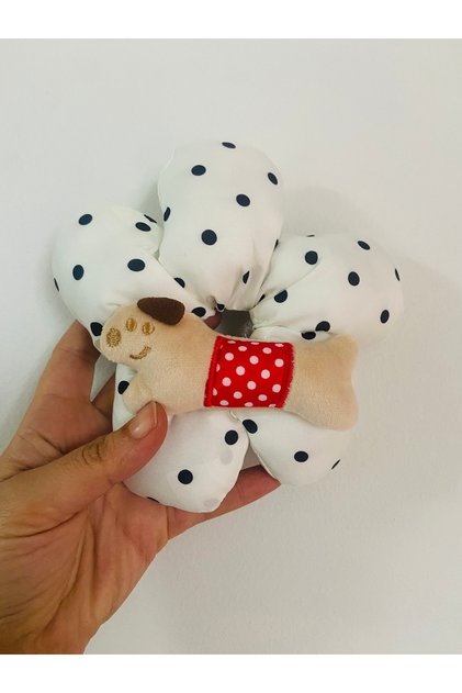 Kawai Köpek Flower Puff Fluffy Scrunchies Large Rubber Bun Hair Tie New Season Trend Gift