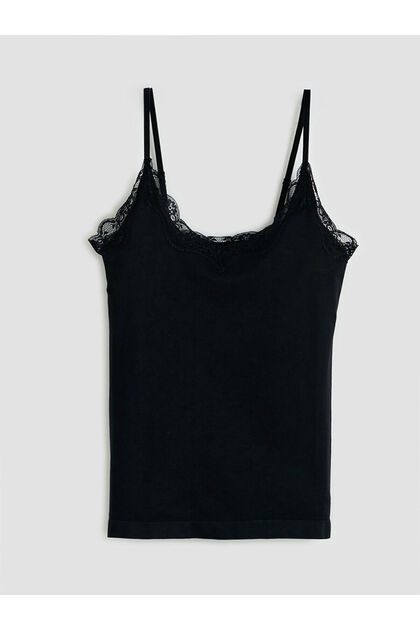 Özmarka New Season V-Neck Women's Undershirt with Lace Straps