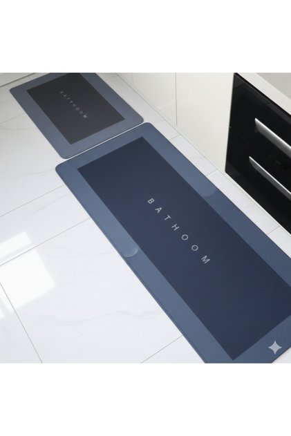 Gray Diatomite Bath Mat 50X120 cm - Large Size Water Absorbent Mat with Non-Slip Base and Quick Drying