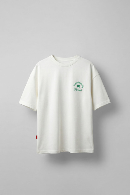 Men's Oversize Washed T-Shirt with Back Print Ecru