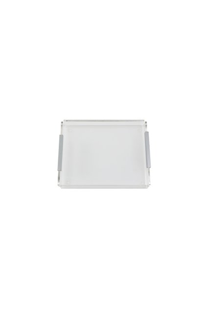 Plexi Coffee Presentation Tray with Brass Flat Handle in Silver Color