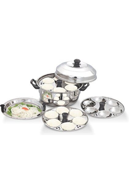 Stainless Steel Idli Maker 3 Plates 18 Idli Steamer Cooker Induction Safe
