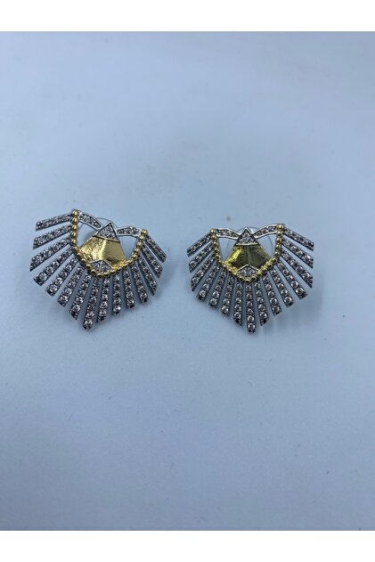 Vip Premium Seri Işıltılı Zirkon Taşlı Baget Detaylı Yelpaze Küpe
