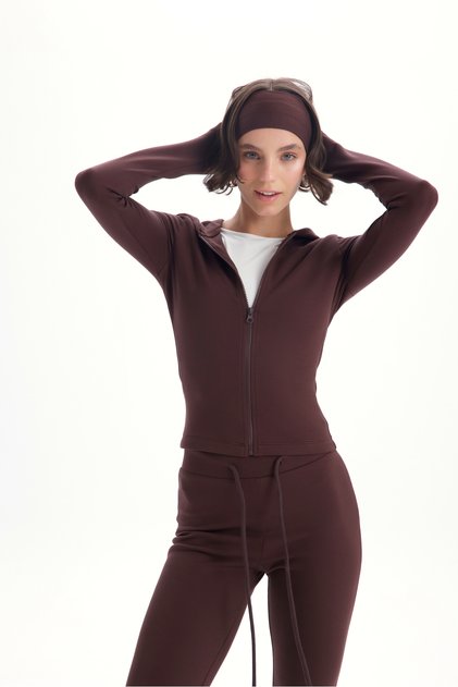 Miyon Bandana Detail Coffee Hooded Set