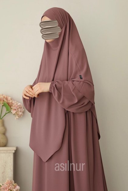 Asil Ferace Sufle Veil Set Rose Kurusuu