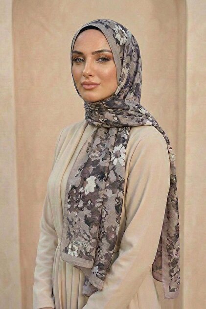 Sultan Patterned Bamboo Kraş Shawl - Floral Model - Dk06-02