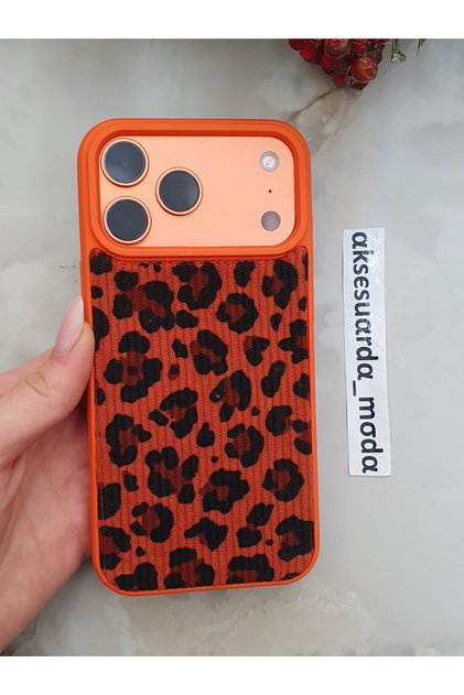 iPhone 17 Pro Max Compatible Velvet Fabric Luxury Phone Case with Leopard Printed Pieces