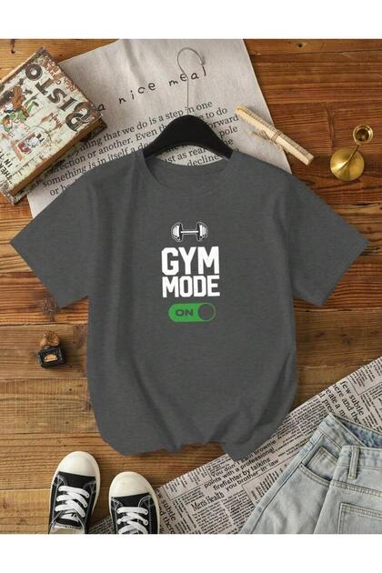 Gym Mode Printed Crew Neck Short Sleeve Plain Unisex Tshirt