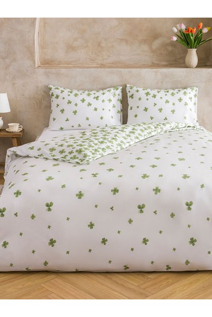 Giyçık Store Den Green Leaf Patterned Double Duvet Cover Set