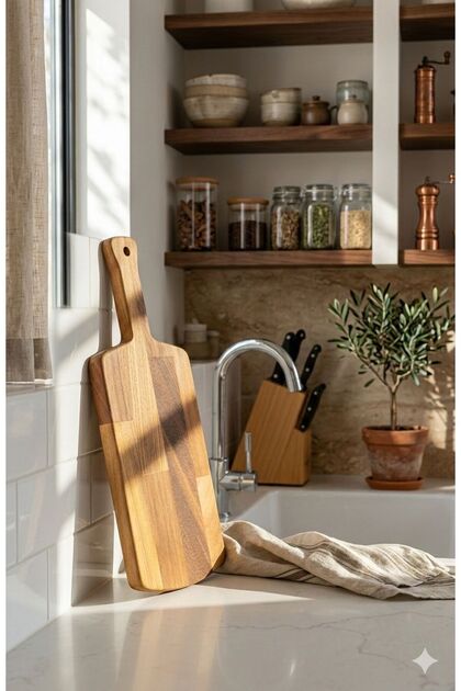 Natural Wood Presentation & Cutting Board Stylish Design, Durable and Multi-Purpose Kitchen Board 37X14 cm