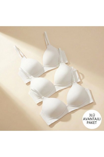 Bloom Half-Support Comfortable Soft Bra with Removable Straps, 3-Piece Advantageous Pack