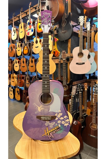PENA MÜZİK Wasburn Hannah Montana Baskılı Akustik Gitar Mor