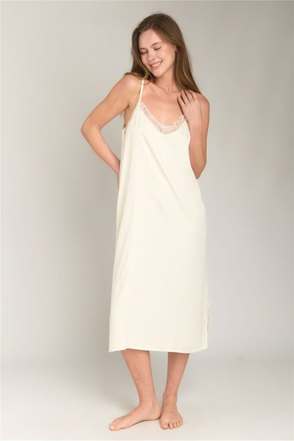 Darlene Satin Strap Nightgown - Ecru