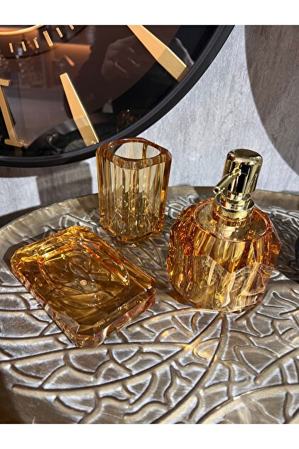 Home Decoration 3-Piece Amber Color Soap Dish Bathroom Set