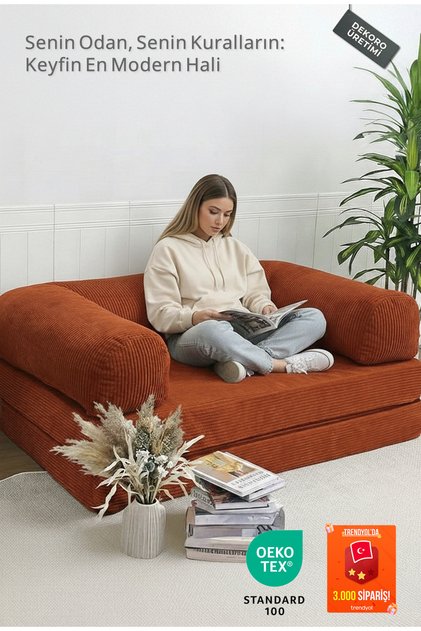 GenZ Sofa Modern Yer Kanepesi Modüler Yataklı Lounge Gaming Koltuk Bondex Fitilli 140x70x28H CM