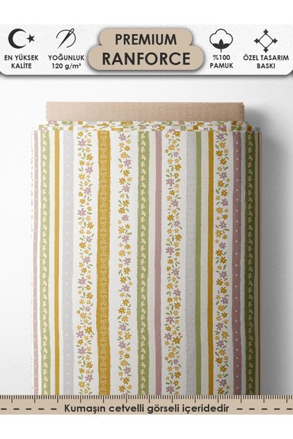 100% Cotton Ranforce Fabric 100X240 cm 120 G/M² Digital Printing Premium Patchwork and Sewing