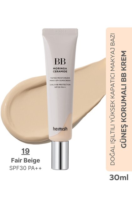 Baz Etkili Yüksek Kapatıcı Işıltılı BB Krem Moringa Ceramide BB Cream SPF30 PA++ 30ml 19(Fair Beige)