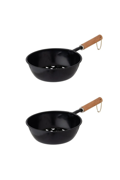 Charcoal holder and lighter with a sturdy wooden handle