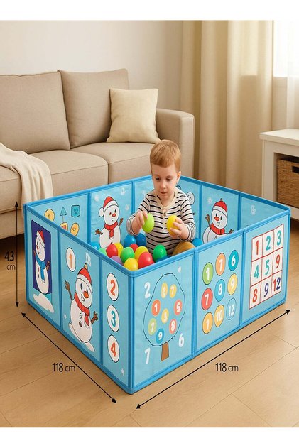 Foldable Play Fence - Safe Play Area with Educational Walls