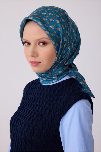 Tivil Pure Silk Scarf 4308 - 80 Blue Tie-Dye Pattern