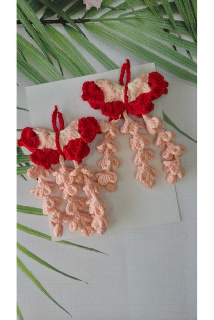 Hand Knitted Flying Fluttering Butterfly Clip Buckle (Pair)