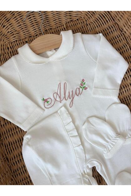 Baby Girl Name Embroidered Baby Romper Set