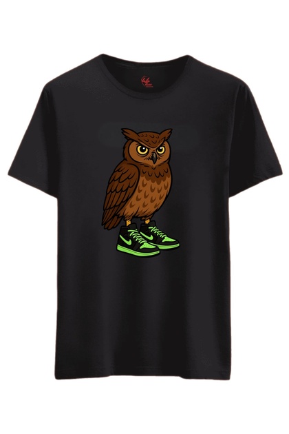 Sokak Ruhlu Baykuş Printed T-Shirt / Zero Sleeve Undershirt (Optional)