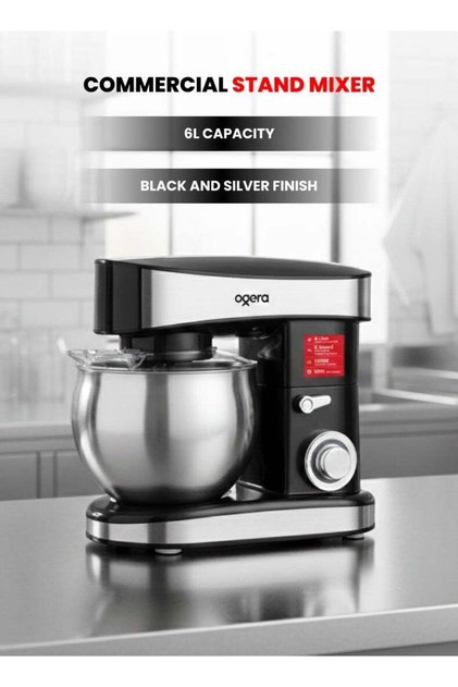 1200W Stand Mixer 6L Stainless Steel Bowl | 6-Speed + Pulse | Heavy Duty Planetary Kitchen Machine