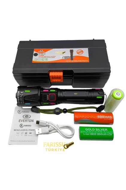 AVANTAJLI PAKET RT-063 B 60W 6000 Lümen Beyaz Lazer Fener - Yedek Pil Setli
