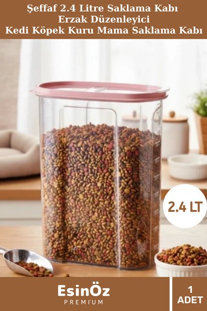 # Storage Container Transparent 2.4 Liter Food Cat Dog Food Box with Lid Kitchen Food Organizer