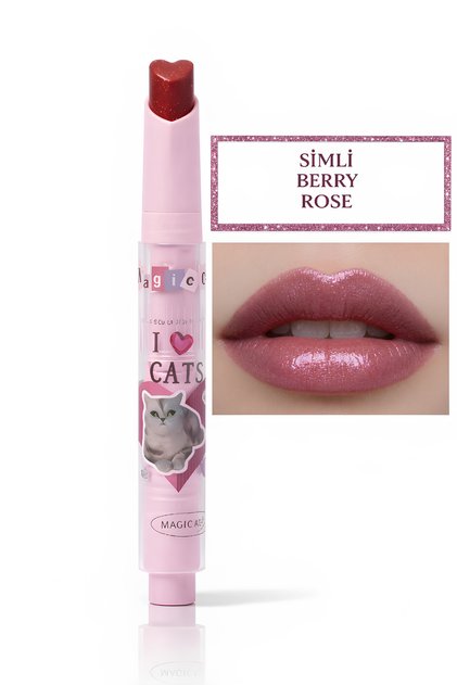 Glittery Berry Rose 02 – Heart-Shaped, Glass-Shiny Moisturizing Lipstick