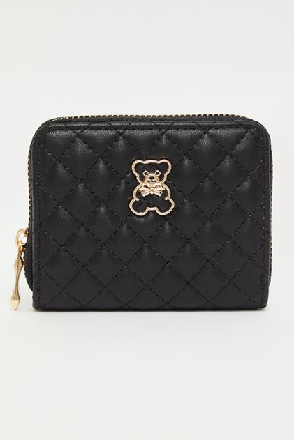Women's Black Quilted Mini Wallet