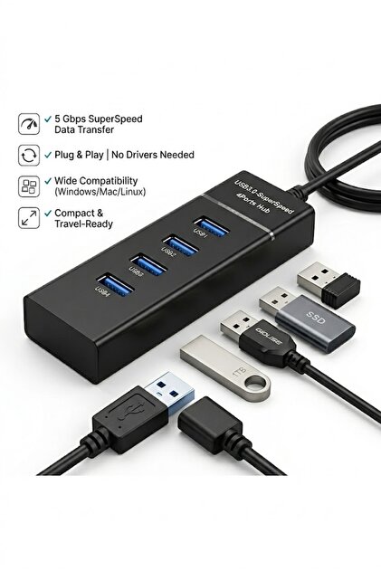 Zoomex USB ÇOKLAYICI, 4 Girişli Usb Çoğaltıcı-3.0 - 4 Port Usb Hub