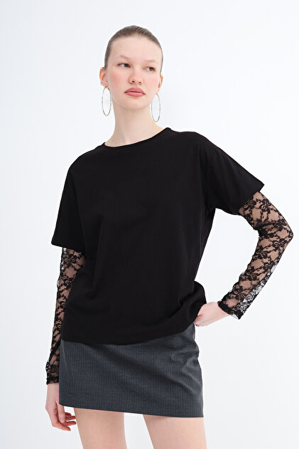 Addax Dantel Detaylı Uzun Kollu T-shirt P4556 - Fiyatı, Yorumları