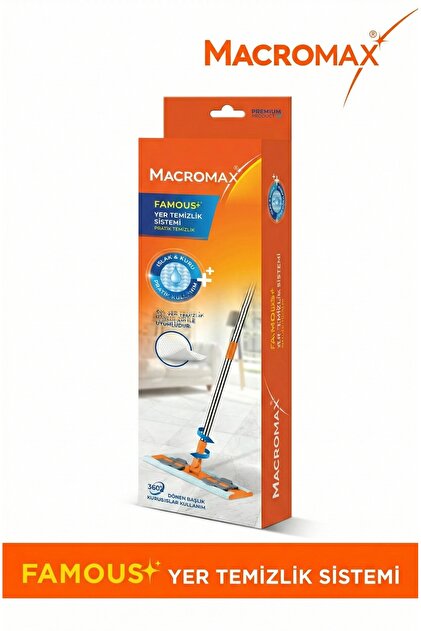 MACROMAX Famous Pratik Mop Yer Temizlik Seti + 4X Large Islak