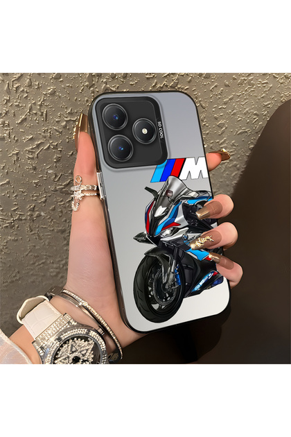 Realme C61 Compatible Silicone Edge Hard Back Anti-Fall Phone Case Motorcycle Patterned