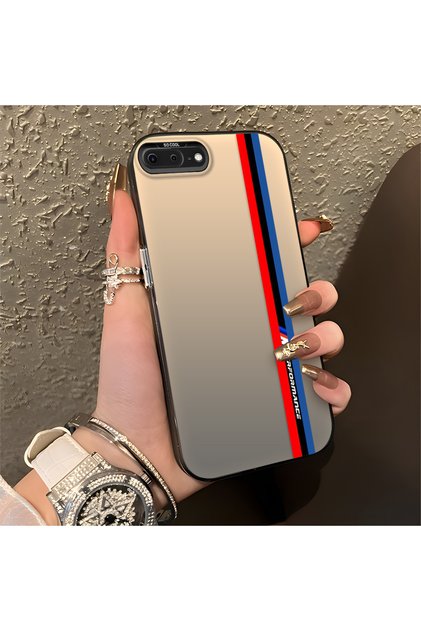 iPhone 7 Plus Compatible Silicone Phone Case with Hard Back Anti-Fall Edge Bmw Patterned