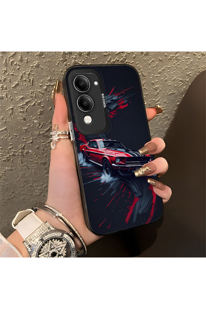 Vivo Y04 Compatible Classic Car Silicone Edge Hard Back Anti-Fall Phone Case