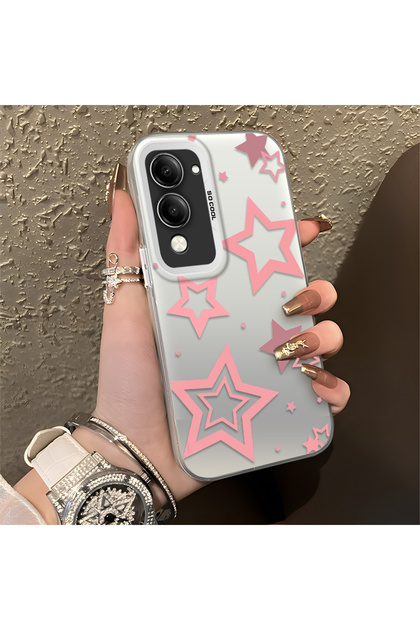 Vivo Y04 Compatible Stars Patterned Silicone Phone Case Edge Hard Back Anti Fall