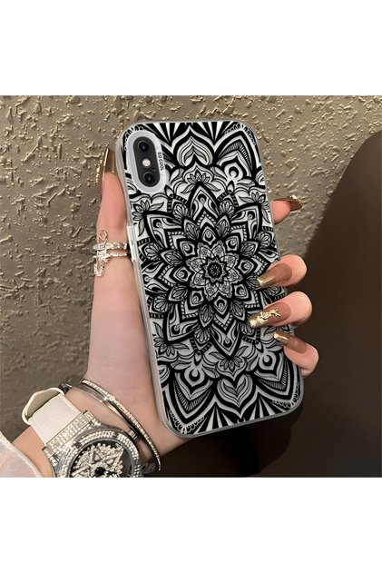 iPhone X Compatible Silicone Edge Hard Back Anti-Fall Phone Case Vintage Rug Patterned