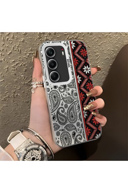 Tecno Camon 40 Pro 5g Compatible Kilim Rug Patterned Silicone Edge Hard Back Anti-Fall Phone Case